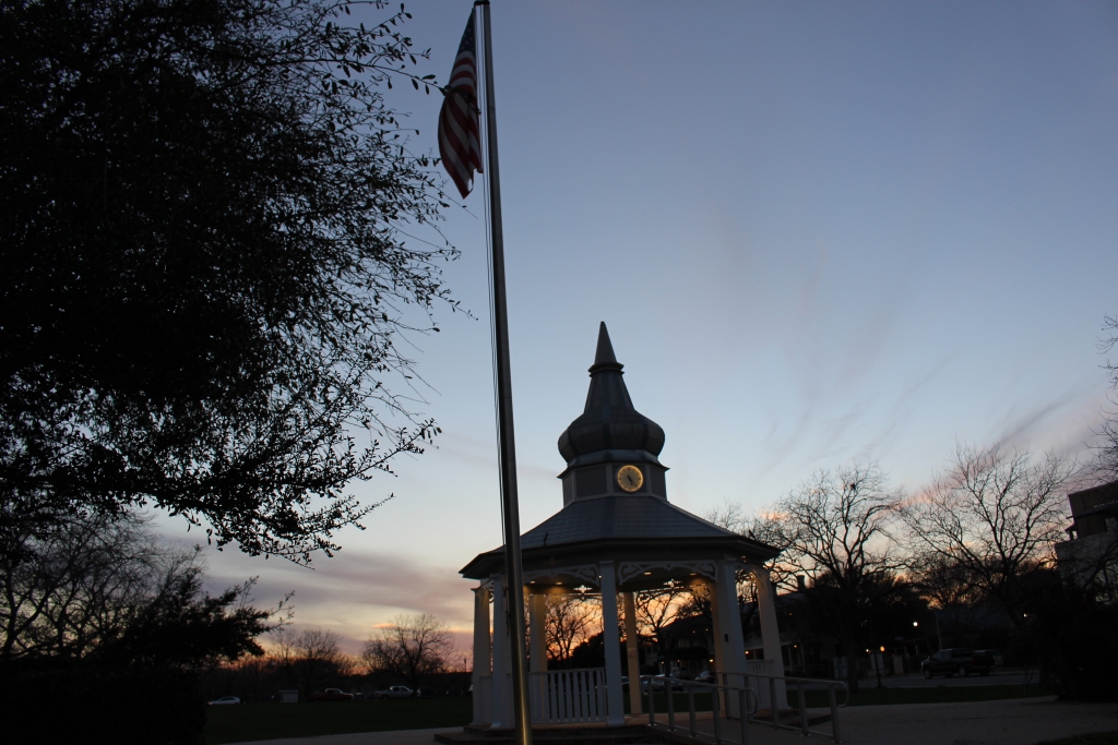 Flag and gazebo in Boerne Main Plaza