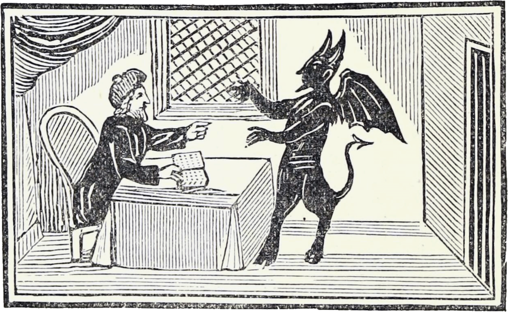 Faust and Mephisto, woodcut from an old chapbook