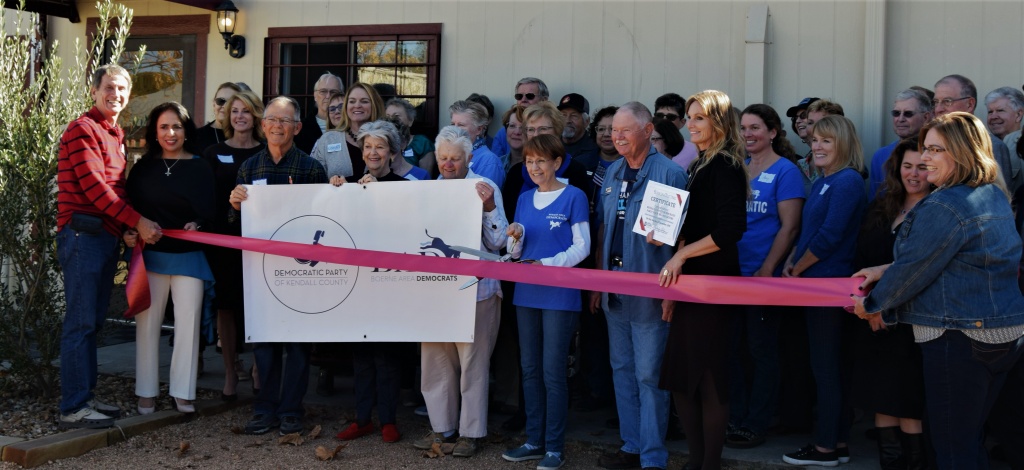 Large group of attendees at the December 2019 ribbon-cutting for the new Boerne Democratic Headquarters.