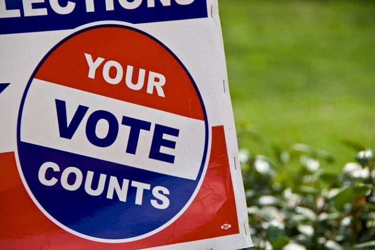 A "Your Vote Counts" sign