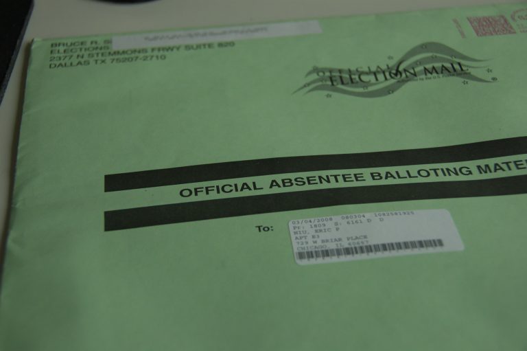 Absentee ballot green envelope