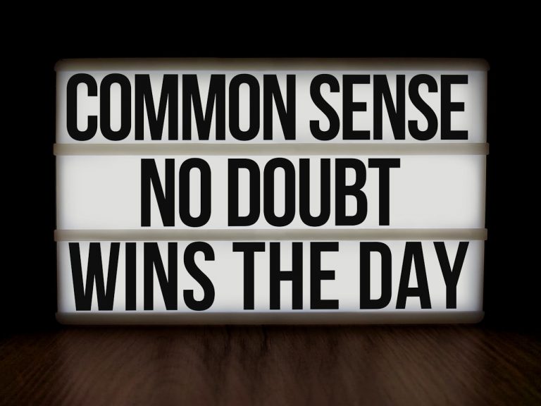 Common Sense Saves the Day quote displayed on lightbox